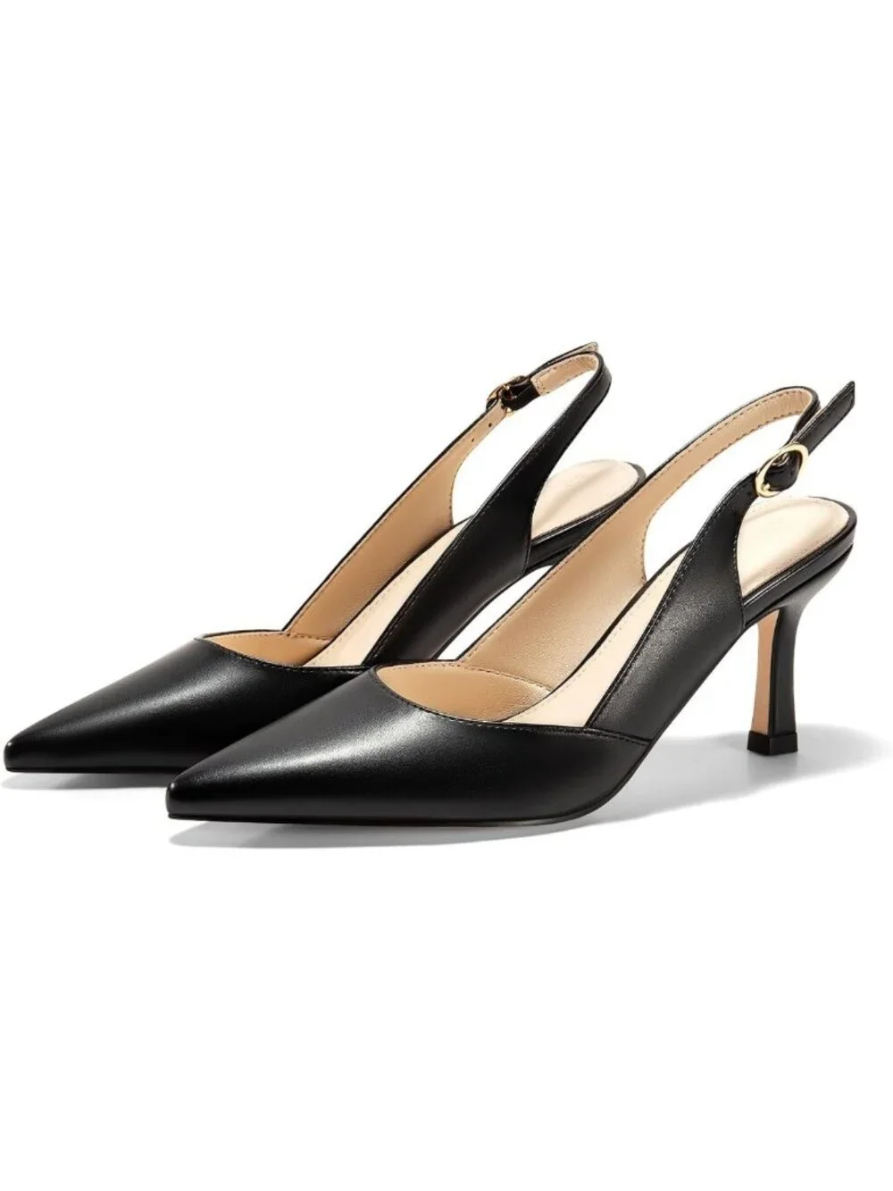 Chic Women's Slingback Kitten Heels, Closed Pointed Toe Backless Dress Pumps